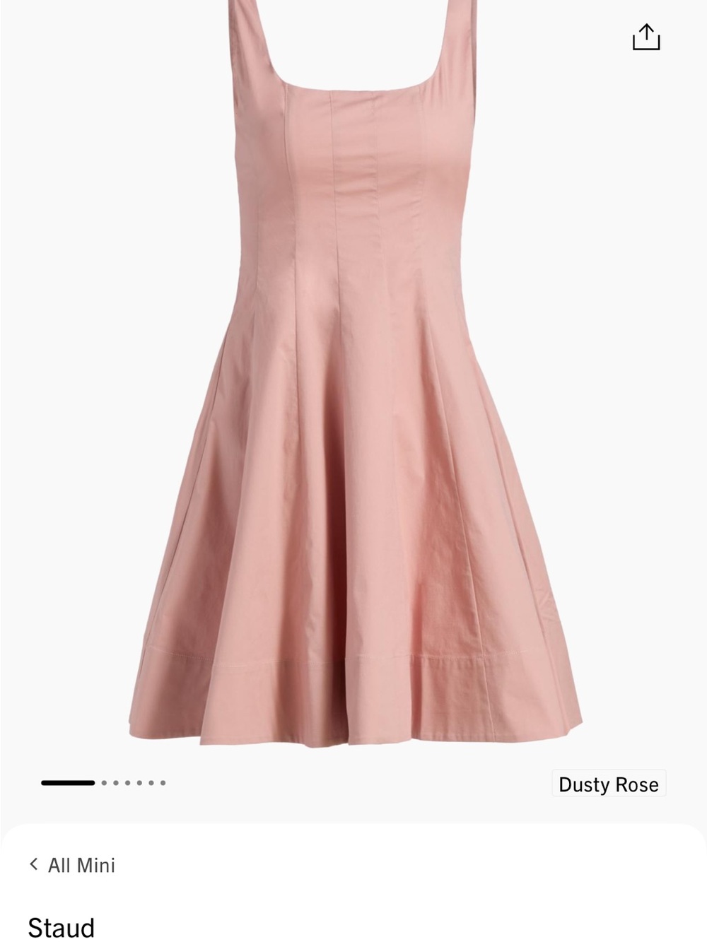 STAUD Dusty Rose Square-Neck Mini wells dress new with tags nwt size 0